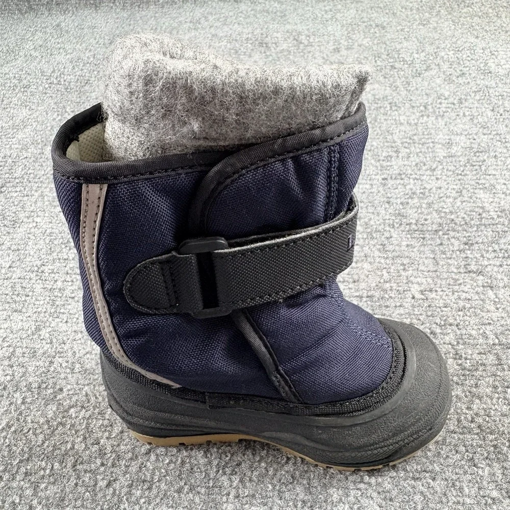 L.L.Bean Toddler Snow Boots Kids 7 Navy Blue Winter Insulated Outdoor Preppy